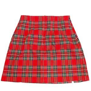 Brandy Melville High Waist Mini Skirt 90s Tartan Plaid Holiday Womens Waist 22/S